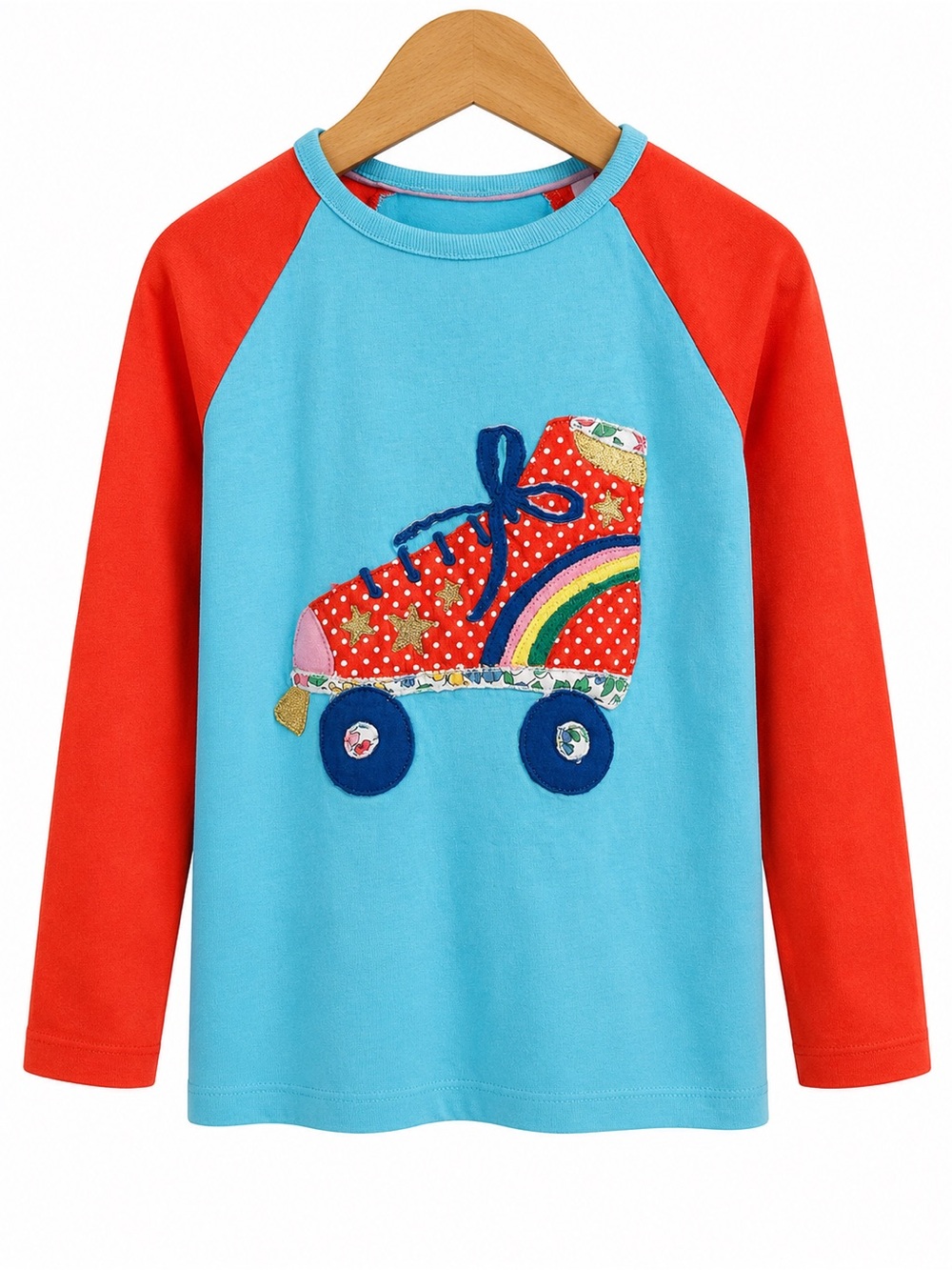 Mini Boden Roller Skate Appliqué Long Sleeve Tee Girls Size 5-6Y